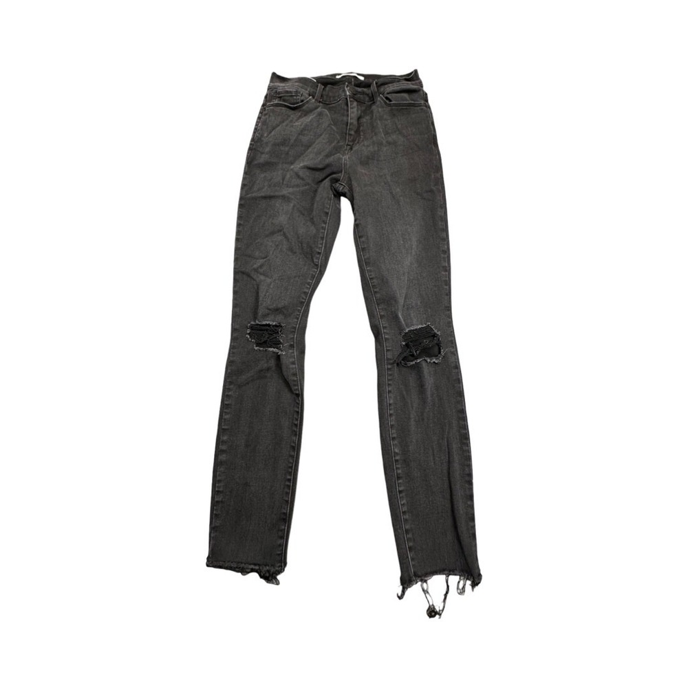 PacSun Jeggings Womens 25 Black‎ High Rise Distressed Raw Hem Skinny Denim Jeans